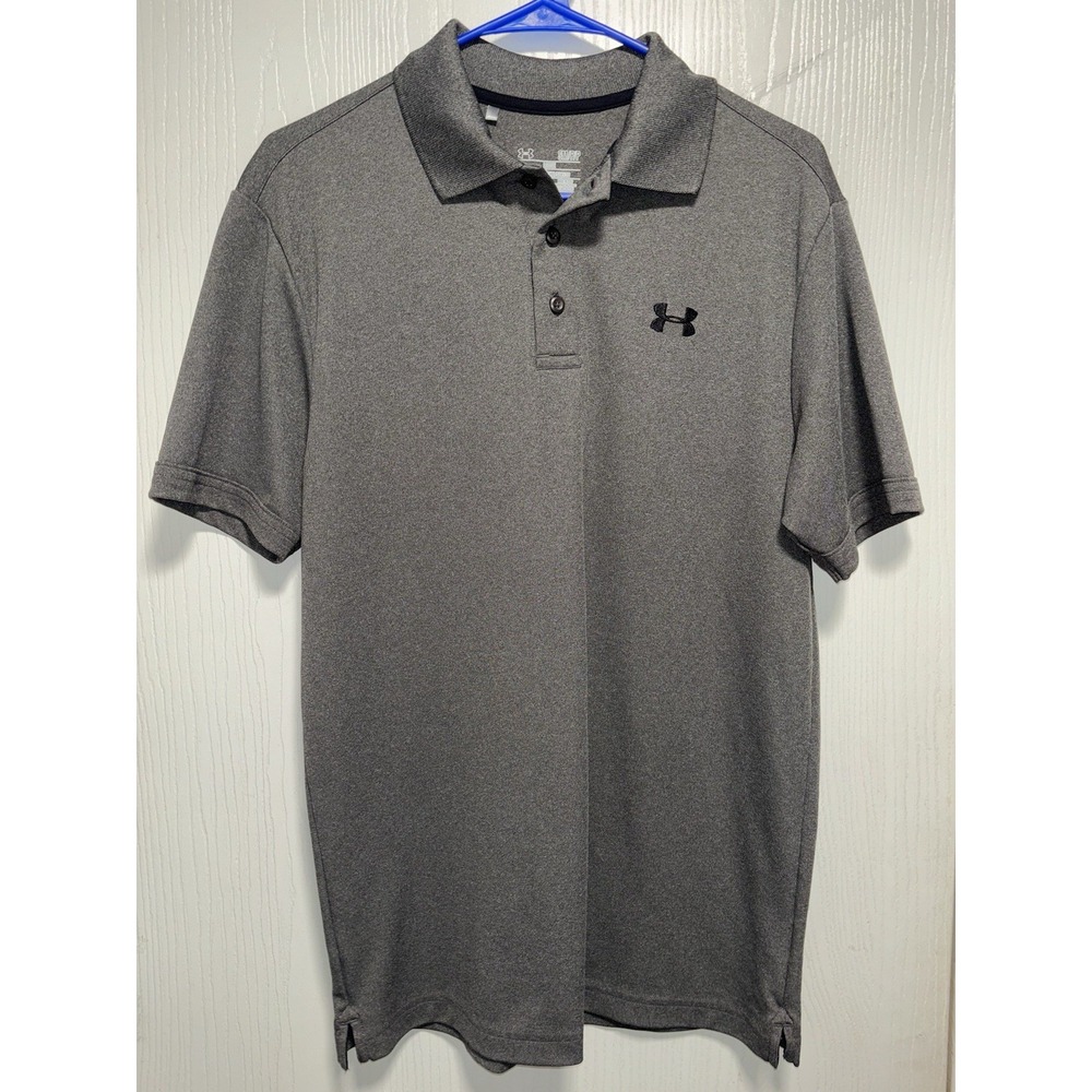 Under Armour Polo Shirt‎ Men Small Loose Heat Gear Short Sleeve Gray - S